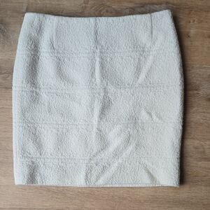 Akris Punto Cream White Textured Striped Stretch Mini Pencil Skirt Sz 10